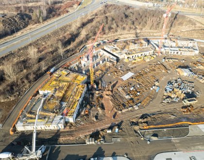 Foundation slab of buildings E and F already under construction